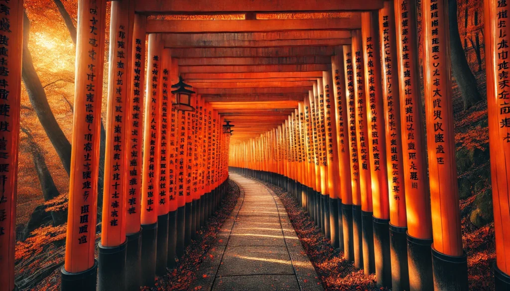 Serene autumn view of Kyoto's iconic Kinkaku-ji temple (Golden Pavilion), beautifully reflected in a calm, garden-surrounded pond.