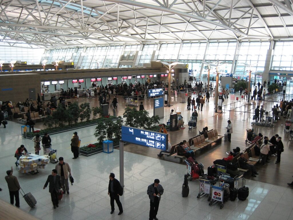 The departure hall at Incheon International Airport