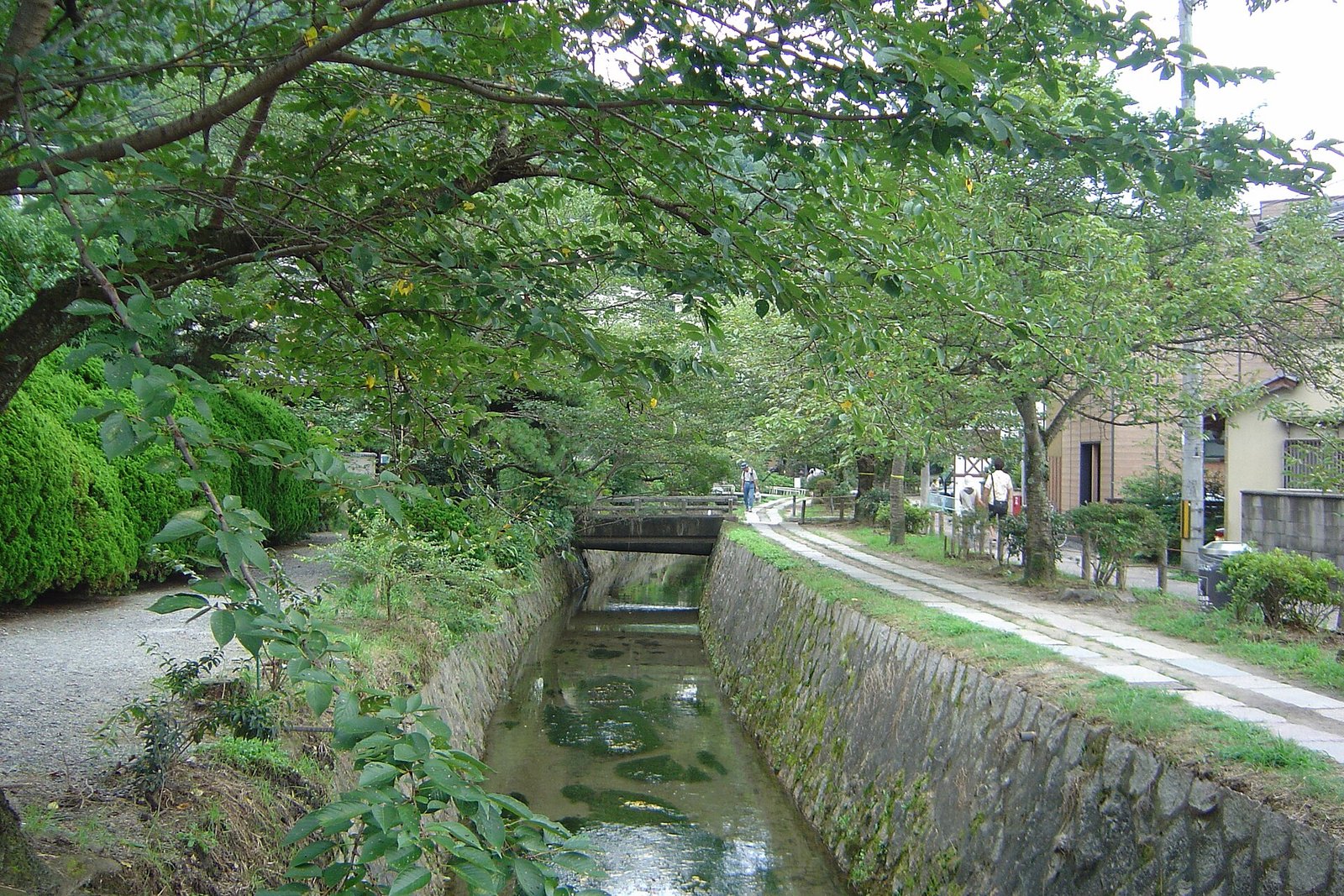 A quiet canal path in eastern Kyoto