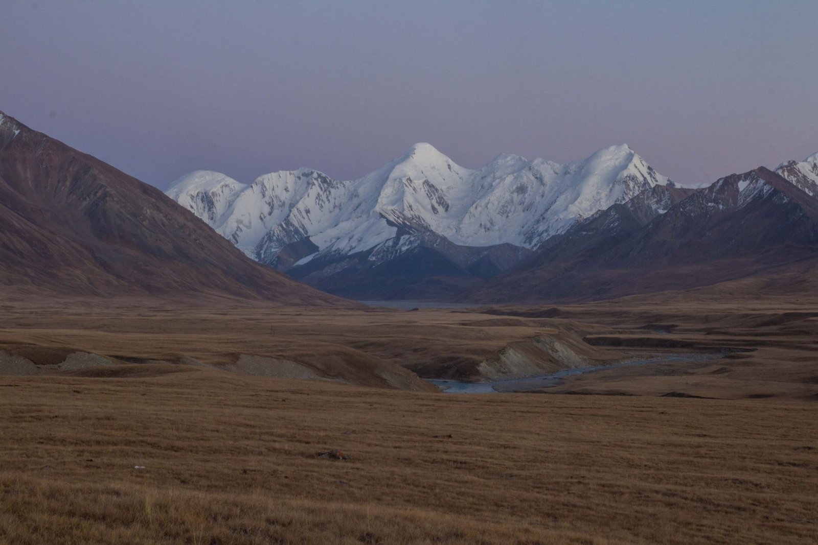 Snow-covered peaks above the Sary-Jaz valley in the Tian Shan mountains, Kyrgyzstan